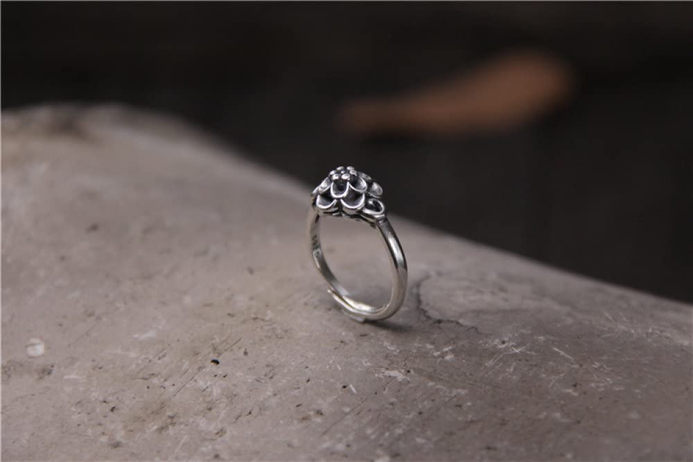 Ring Aus 925Er Sterlingsilber, Sterling Silber Ringe Frauen 925 Kleine Blume Verstellbare Ringe Retro-Kunst Verstellbare Sterling Kleid Ringe Verlobungsring Geschenke Für Männer Mädchen Frau Ewig
