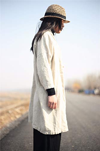 image for Aeneontrue Women's Cotton Linen Long Loose Wrap Kimono Cardigans Coat 