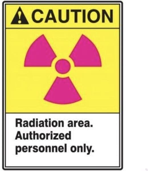 Radiation & Laser Sign, 14 in H x 10 in W, Dura-Plastic, Mfr: MRAD634XT-A