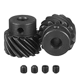 uxcell 1 Mod 14T 8mm Bore Helical Gears Set, 2 Pcs 45 Degree Left Hand Staggered Shaft Spiral Gear with M4 Screw for Mechanical Rotation (Round Shaft)