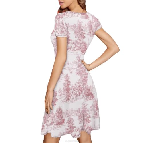 Image of POLERO Sunflower Dress for Women Floral Summer Dresses Short Sleeve Casual Sundresses Midi Dresses