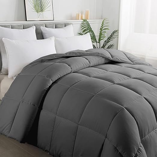 MUSA Luxurious Duvet Comforter - Down Alternative & Microfiber Filled - All-Season Bedding (GREY, California King 240x260 cm)