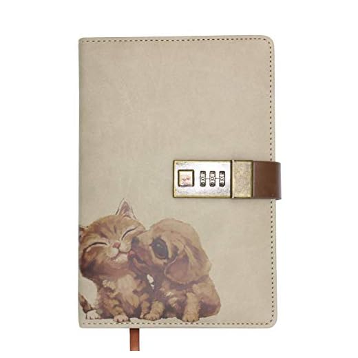 Fyant Cute Lock Notebook Animals Combination Journal Security Diary Refilled Notepad Digital Daybook Travel Planner Retro Sketchbook