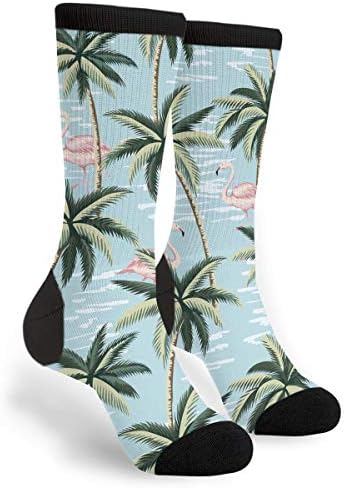 Vintage Flamingo And Palm Trees Novelty Socks For Women & Men