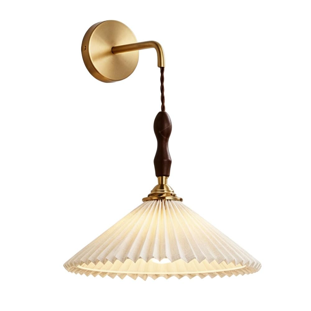LUOYAOB Mid Century Modern Fabric Shade Wall Sconce Vintage Gold Frame Farmhouse Style Wall Lamp Renter Friendly Wall Mounted Lighting Fixture for Household Bedroom Living Room