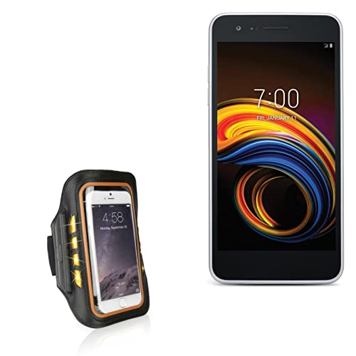 BoxWave Case for LG Tribute Empire (Case JogBrite Sports Armband, High Visibility Safety Light LED Runners Armband for LG Tribute Empire - Bold Orange