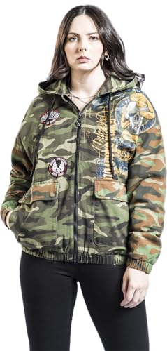 Rock Rebel by EMP Damen camouflage Übergangsjacke mit Print und Patches S