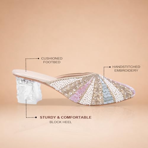 Image of HVNLY Women's Heels | Luxury Party High Heel Sandals | Stylish Block Heels for Wedding & Evening Footwear