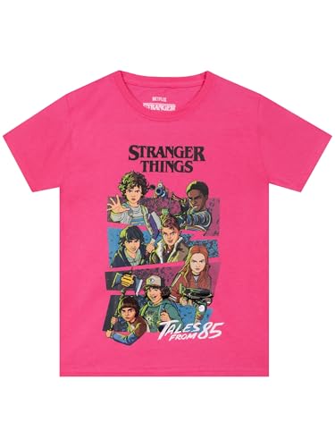 Stranger Things Camiseta para Niña, Camiseta Tales from ’85 para Niña, Camiseta De Manga Corta, Rosa 9-10 Años