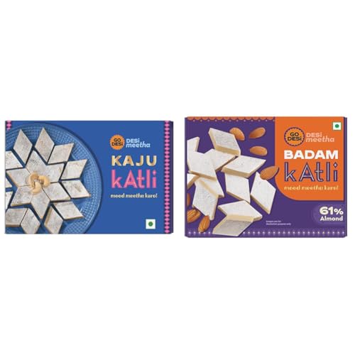 Image of GO DESi Classic Kaju Katli 200 grams & Badam Katli 200 grams, 61% Almonds Combo