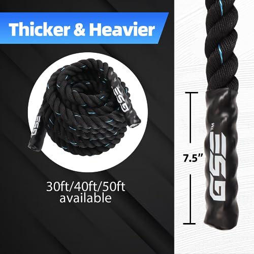 Gse 1.5"/2" Diameter Battle Rope, Workout Battle Ropes For Home Gym & Outdoor, Heavy Weighted Workout Ropes With Anchor Strap For Exercise/Training - 30,40,50 Feet Lengths Available. #TOP1