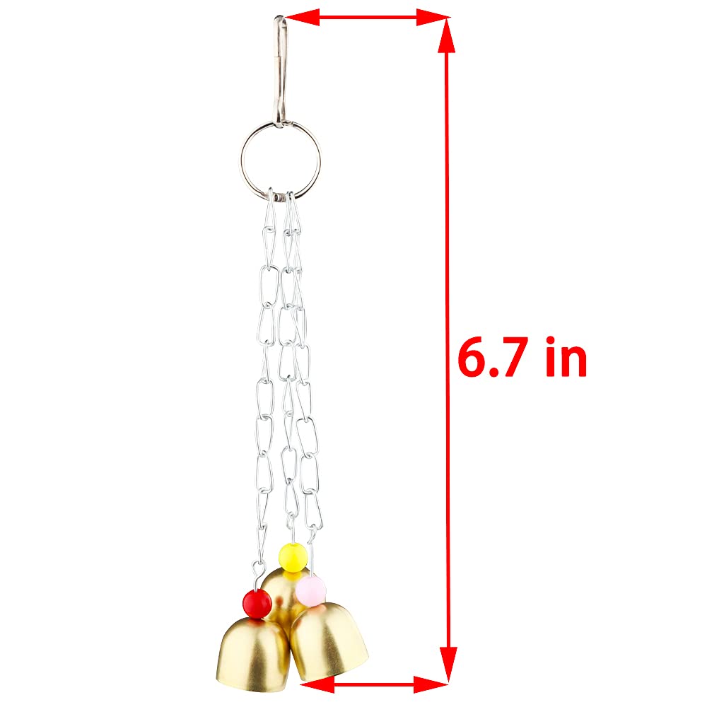 VTurboWay 2 Pack Pet Parrot Bell Toy Bird Chewing Toy Stainless Steel Hanging Bells for Bird Parrot Conure Cockatoo Macaw African Grey Amazon Budgie Parakeet Cockatiel Lovebird Finch Cage - image 5