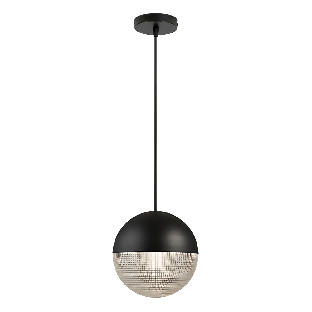 GUOGUOSM Creative Circular Chandelier, Nordic Industrial Style Metal Glass Hanging Light, E26 Light Source Single Head Pendant Lamp, Bedroom Balcony Kitchen Island Decorative Lighting Fixtures