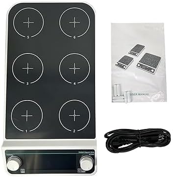 Multiple Magnetic Stirrer 6 Position Magnetic Mixer with Speed 50-1500RPM Plate Size 110MM Max Stirring Volume6*500ML RPM LCD Display