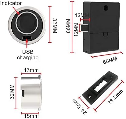 Dimensions and components of the F-Q32 Fingerprint Lock