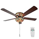 River of Goods 16159S Tiffany Style Stained Glass Halston Ceiling Fan, Spice