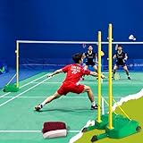 Badminton Pole for Backyard,Movable Badminton Net Frame Pole with Base and Wheel,5.1FT Badminton Net Stand,for Indoor Outdoor Park Stadium School Beach Adult Sport Training Equipment