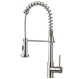 VAPSINT Best Modern Brushed Nickel High Arch Pull Down Pre Rinse Pull Out Sprayer Single Handle Kitchen Faucet, Pull Down Kitchen Sink Faucet