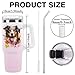 GABSHAIM Custom 40oz Gradient Pink Insulated Tumbler with Straw Lid, Smiling Bull Terrier Dog Pattern Travel Mug, Happiness Is Having A Dog Double-Sided Design, Leak-Proof, for Women