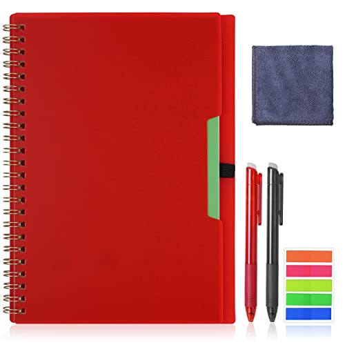 Vicloon Cuaderno Eutilizable Inteligente, A5 Libreta inteligente, 2 Bolígrafos Borrables, 1 Paño de Microfibra, 5 colores Marcadores Adhesivos, puede Subir a la Nube, Borrar en Cualquier Momento Rojo
