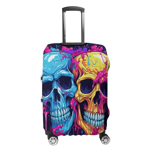Two Different Skulls Luggage Cover Personalization Suitcase Covers Protector Elastic Washable Baggage Cover Anti-Scratch For Traveling, Aircraft Consignment XL4