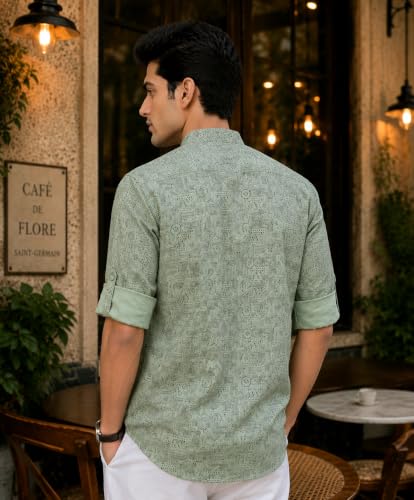 Image of Majestic Man Men's Cotton Regular Fit Short Printed Designer Kurta