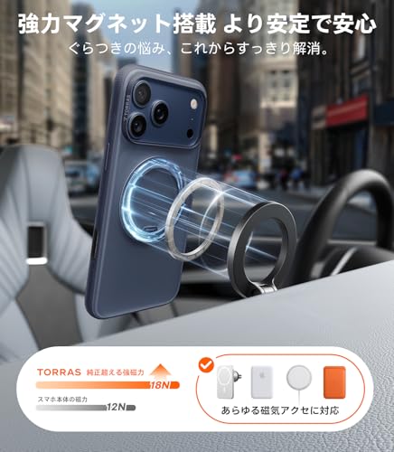 undefined TORRAS iPhone 17 Pro 用ケース 【カチカチ・多機能360度回転スタンド】リング Ostand O3 Fitness MagSafe対応 米軍MIL規格耐衝撃 スタンド 指紋防止 黄変防止 カメラコントロールボタン付き ストラップホール 半透明 撮影/動画視聴/日常の記録 手のひらサイズの映像革命 ブルー の商品画像 4