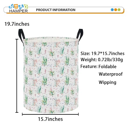 Image of NTAOHAMPER Underwater World Large Laundry Hamper,Laundry Basket,Baby Nursery Hamper,Waterproof Storage Bin,Clothes Organizer Basket,Room Decor(Underwater World)