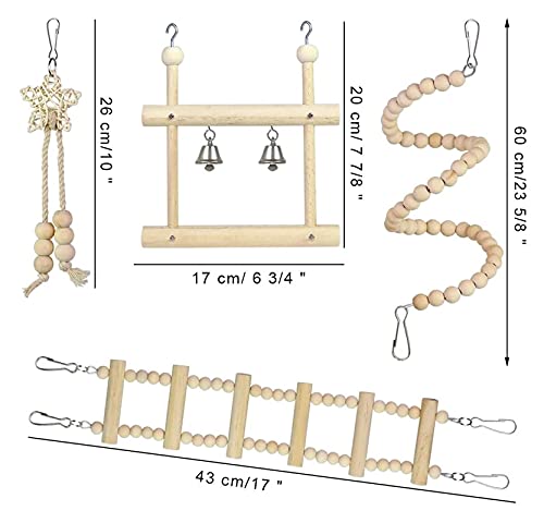 Vogelspeelgoed 8 stks Bird Toys Parrot Toys Bird Swing Chewing Hanging Pikes voor Love Birds Budgie Cockatiels Macaws… - Afbeelding 4