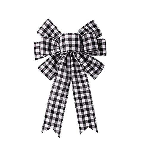 Black White Buffalo Plaid Bow Christmas Wreath Holiday DIY Crafts