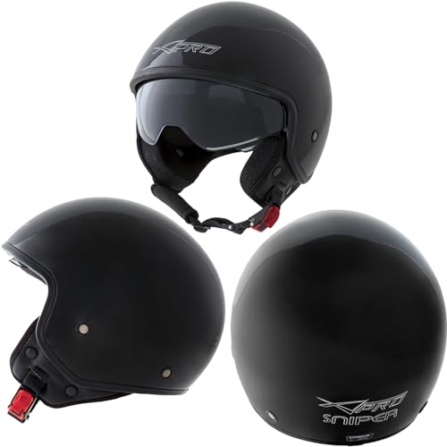 A-pro Jet Casco Moto Scooter Homologado ECE 22 Visor Parasol interior Negro M