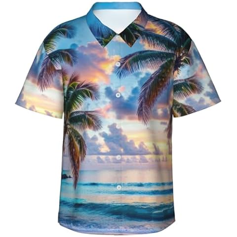 Chaos World Hawaiian Shirt for Men Button Down Shirts Printed Short Sleeve Summer Beach Dress Shirts(X-Large,Light Blue) Cover