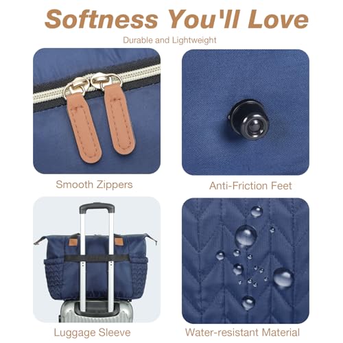 Image of Diaper Bag Tote, Large Baby Hospital Bag for Labor Delivery Mom | Travel Diaper Tote with Changing Pad, Pacifier Case, Insulated Pockets, Luggage Sleeve, Shoulder Strap, Dark Blue