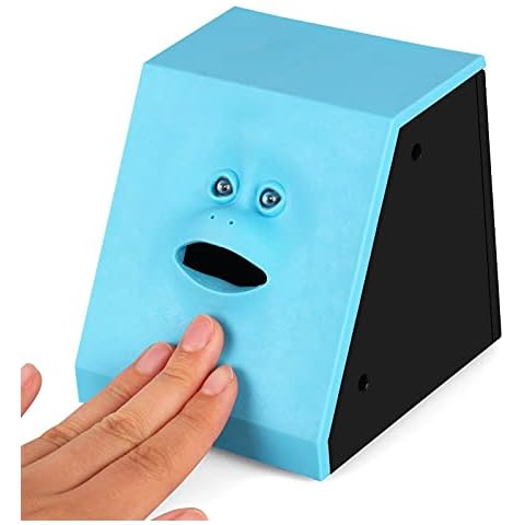 DDSKY Face Bank Coin Eating Savings Bank, Blue Coin Money Box Piggy Banks for Kids Battery Operated (Blind Box) Cover