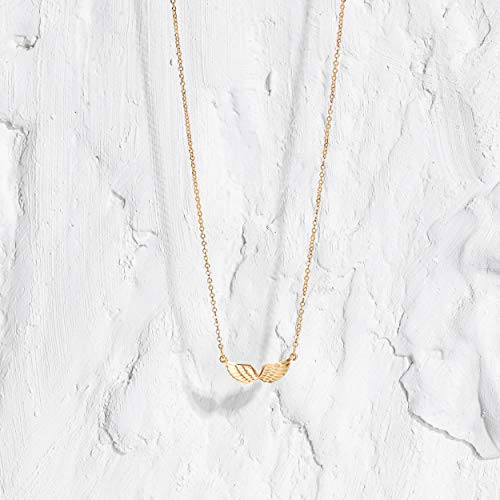 Mevecco Gold Angel Wings Pendant Necklace,18K Gold Filled Cute Tiny Guardian Angel Charm Necklace,Dainty Simple Minimalist Necklace For Women #TOP1