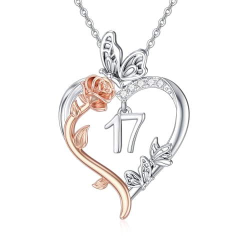 TOUPOP 17th Birthday Gifts Rose Heart Pendant...