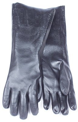 Fimco 7V70208 Chemical Glove, Black PVC, Large, 18 In. - Quantity 6