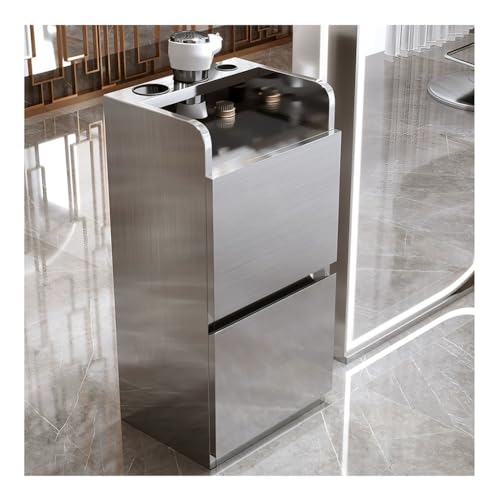 GRRICEPL Beauty Salon Storage Cabinet, Stainless Steels Salon Station, Barber Salon Stations for Hair Stylist, Salon Organizers and Storage, 2/3 Layers(Silver,37x30x78 cm)