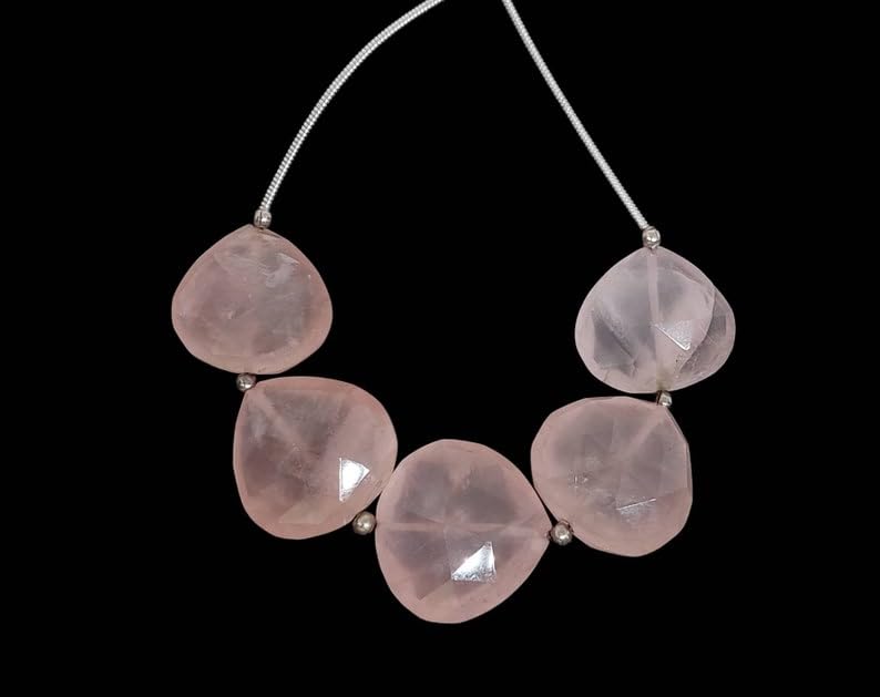 Quartz rose perles à facettes 12.7cm pour création de bijoux