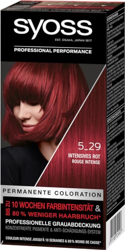 Foto von Syoss Color Coloration 5_29 Intensives Rot Stufe 3 (3 x 115 ml), permanente Haarfarbe für bis zu 10 Wochen Farbintensität und 70% weniger Haarbruch*
