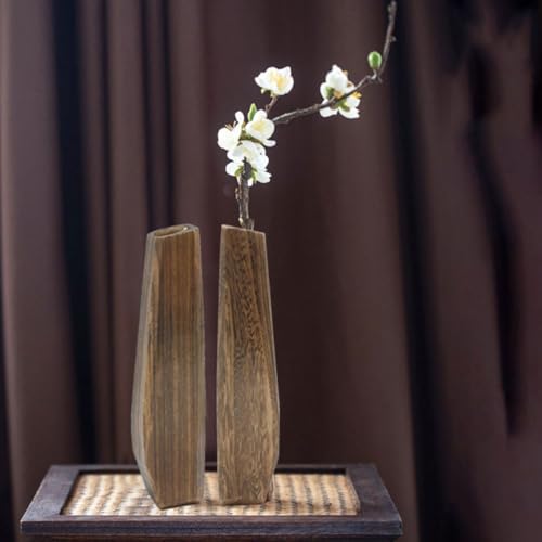 Jarrón rectangular de madera antihumedad para ramas secas decorativas 5