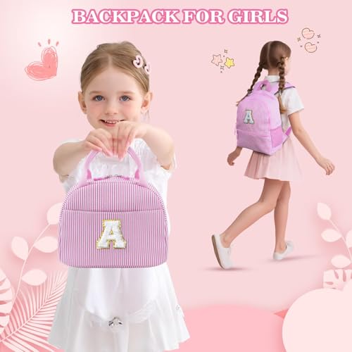 YOOLIFE Backpack for Girls Kids Toddler, Lunch Bags for Teen Girl, Birthday Gifts for 6 7 8 9 10 Year Old Girls Bookbag, Pink E2