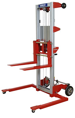 Wesco Industrial Products 273514 Aluminum/Steel Hand Winch Lifter with Adjustable Straddle Base, 500-lb. Capacity, 29