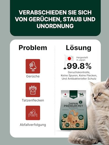 Vielschichtig Antibacterial Katzenstreu Pellets aus Weißes Zedernholz | 100% Pflanzliche Katzenstreu Staubfrei mit Maximaler Saugkraft | 7L