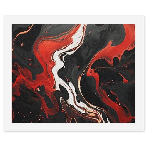 Kit de peinture par numéros pour adultes STVNKML Toile marbre noir et rouge 40x50 cm pour débutants
