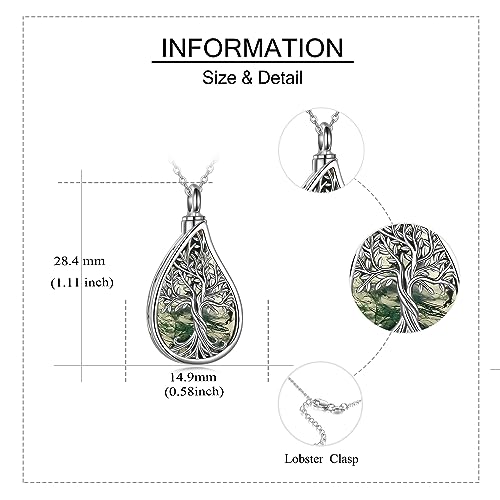 URONE Urn Necklaces for Ashes 925 Sterling Silver Abalone Shell Tree of Life Cremation Jewelry for Ashes Memory Jewelry for Women Men3