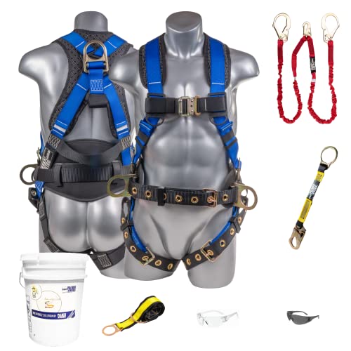 Image of Palmer Safety Fall Protection Safety Harness Hammerhead Series Safety Kit I Premium Harness + Lanyard + D-Ring Extender Kit