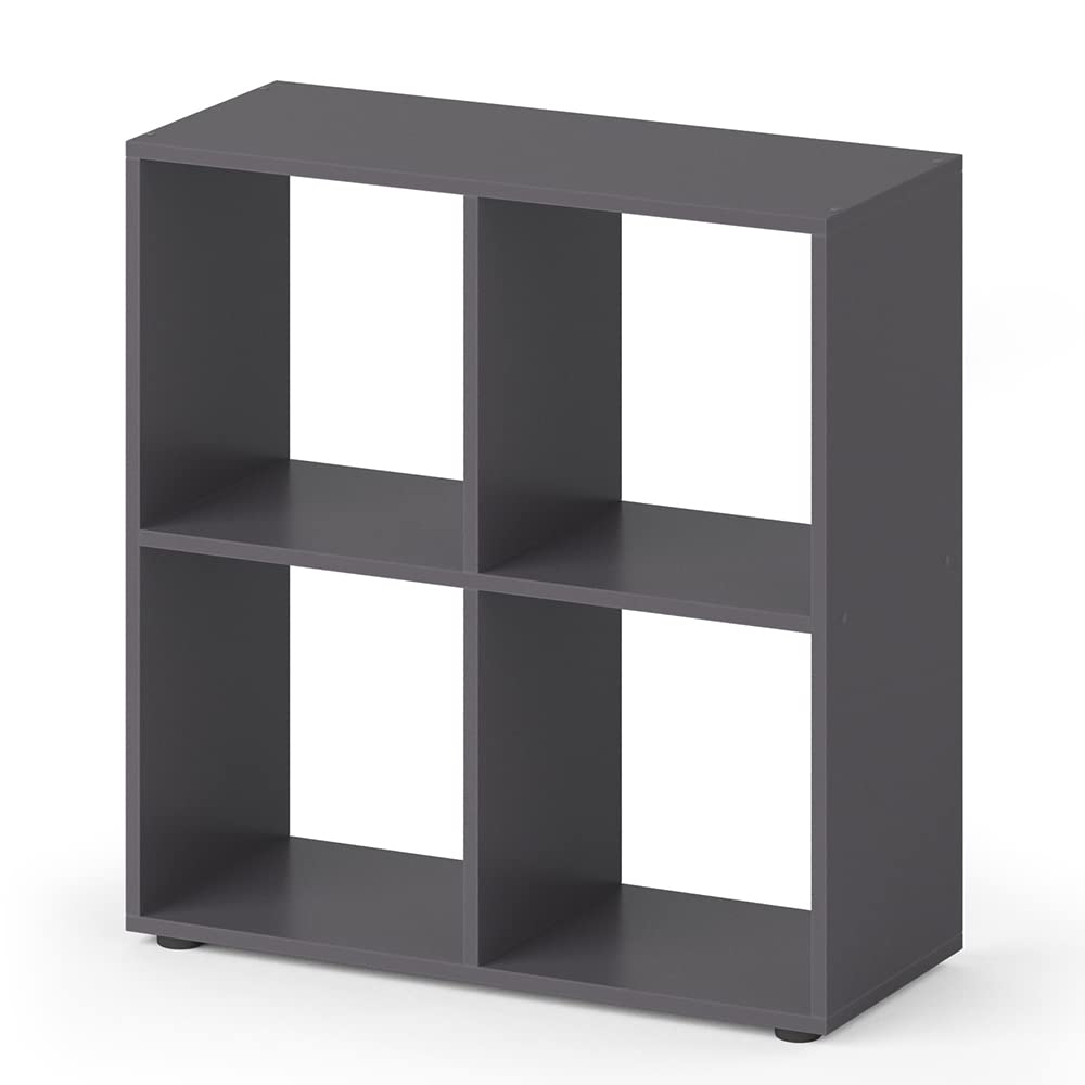 Meuble de rangement cube gris étagère de présentation livres Tetra