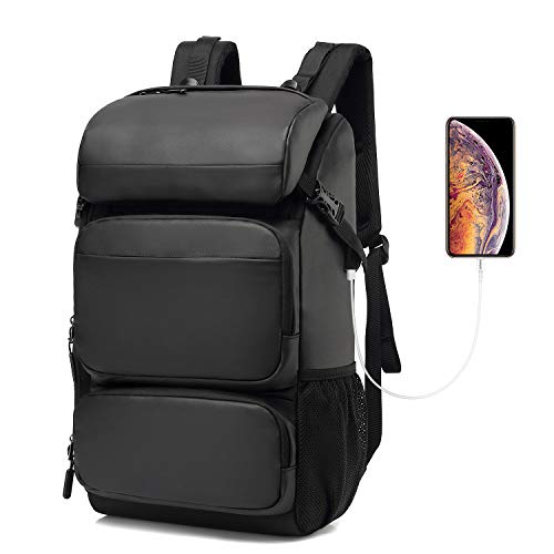 Srotek Sac à dos polyvalent étanche pour ordinateur portable avec port de chargement USB pour les voyages, l'école et le travail pour mixte adulte Inch 17,3 Noir