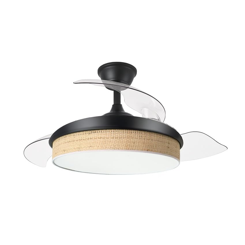 Ventilateur de plafond 3 pales depliantes 72W noir minuteur et telecommande